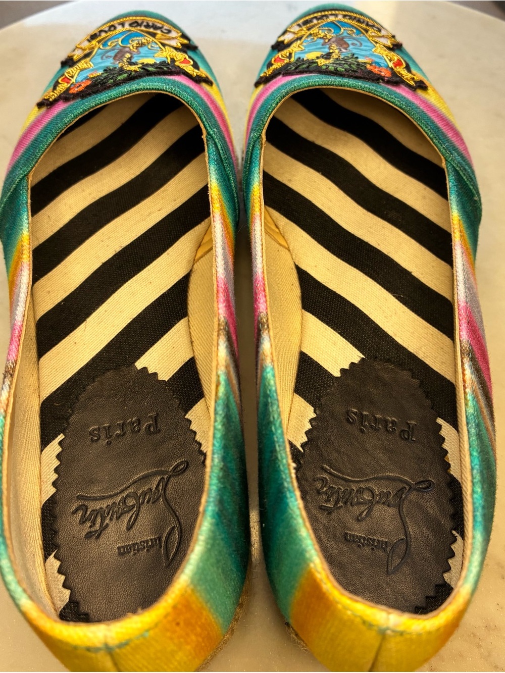 Christian Louboutin Lougalia Flat Canvas Arc En Ciel Rainbow - Picture 7 of 8